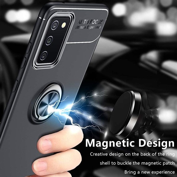CaseUp Samsung Galaxy A02s Kılıf Finger Ring Holder Siyah Rosegold 4